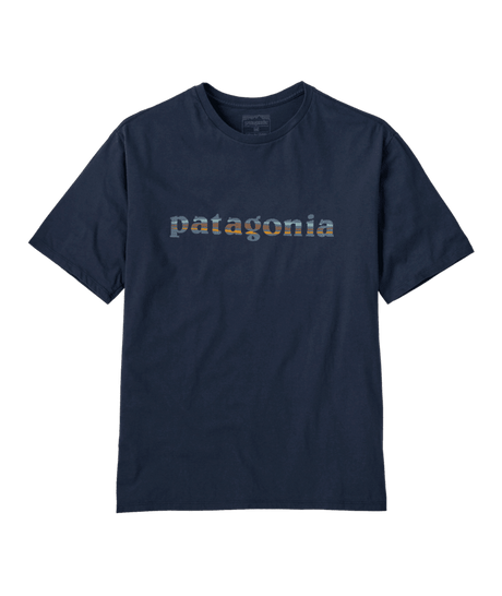 PATAGONIA '73 Text Logo Organic T-Shirt New Navy Men's Short Sleeve T-Shirts Patagonia 