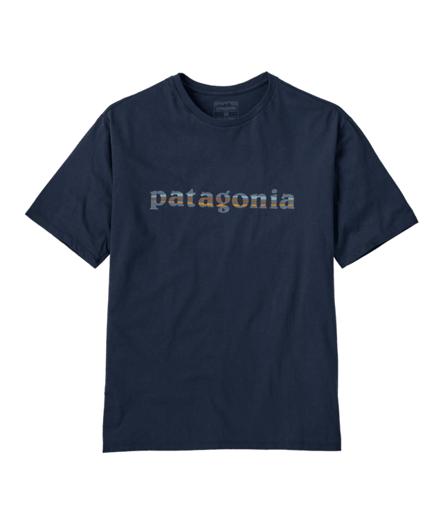 PATAGONIA '73 Text Logo Organic T-Shirt New Navy Men's Short Sleeve T-Shirts Patagonia 