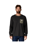 PATAGONIA Shop Sticker Pocket Responsibili-Tee Long Sleeve T-Shirt Black/Basin Green Men's Long Sleeve T-Shirts Patagonia 