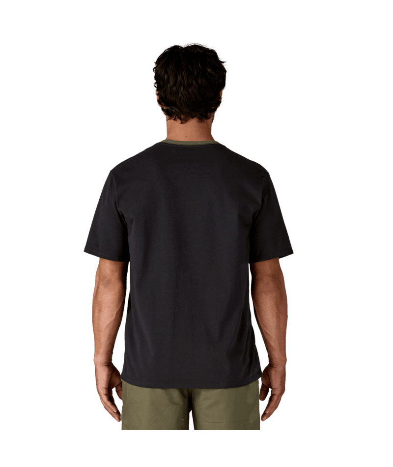 PATAGONIA Shop Sticker Pocket Responsibili-Tee T-Shirt Black/Basin Green Men's Short Sleeve T-Shirts Patagonia 