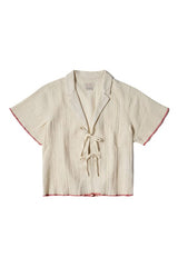 BRIXTON Women's Wandering Tie Top Off White Women's Blouses Brixton 