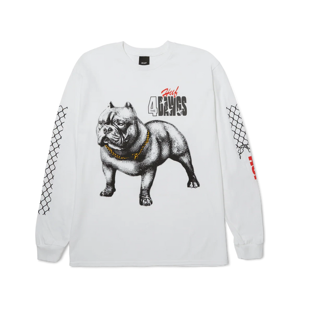 HUF 4 The Dawgs Long Sleeve T-Shirt White Men's Long Sleeve T-Shirts Huf 