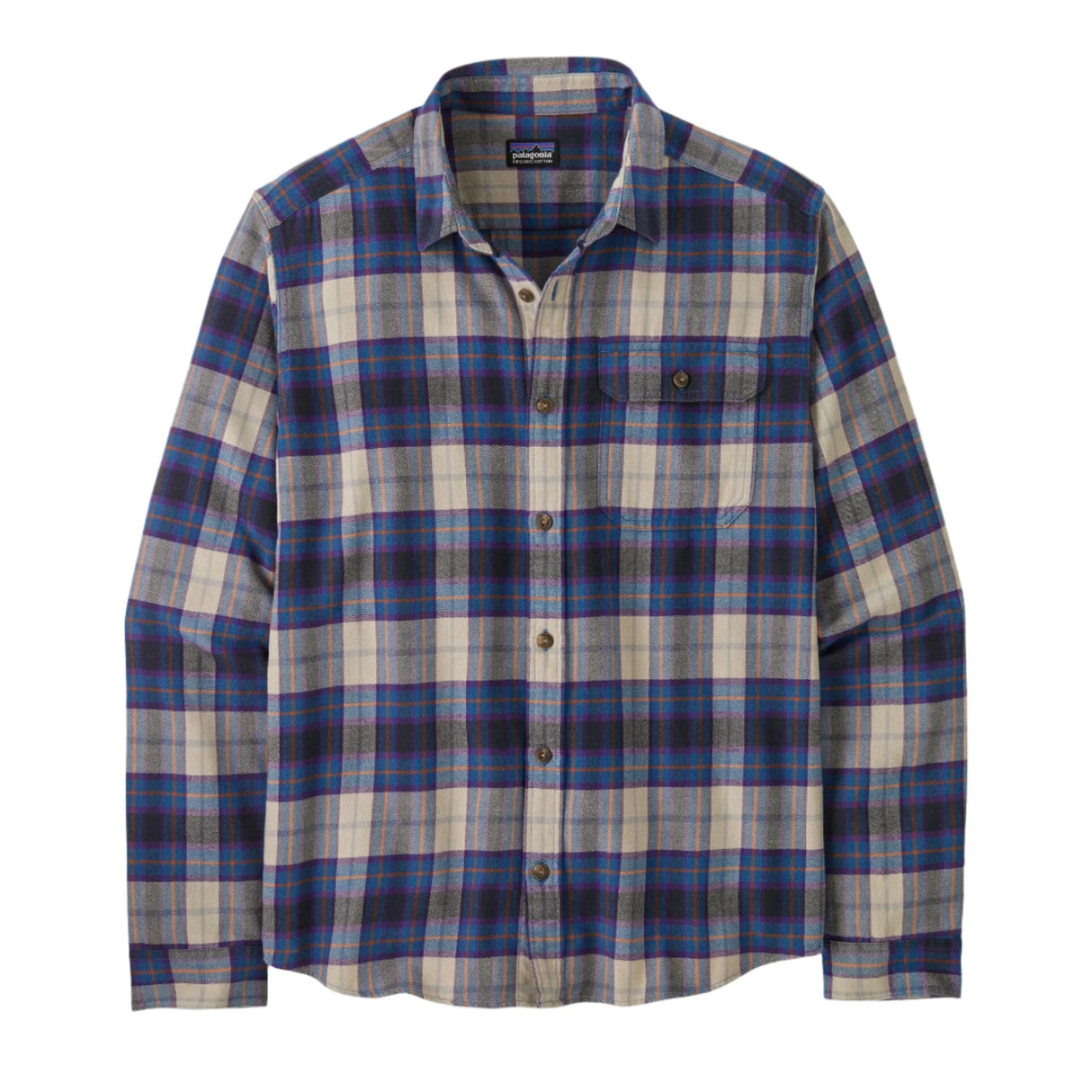 PATAGONIA Lightweight Fjord Flannel Long Sleeve Button-Up Shirt Base Spotter: Endless Blue Men's Long Sleeve Button Up Shirts Patagonia 