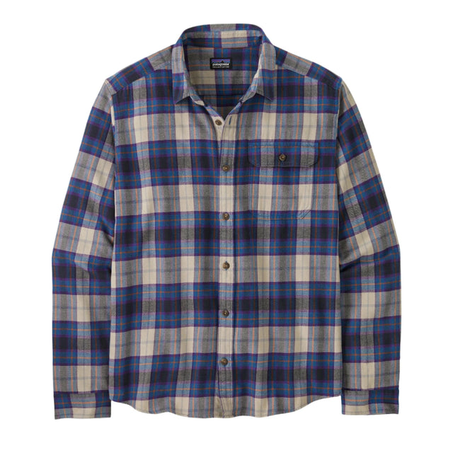 PATAGONIA Lightweight Fjord Flannel Long Sleeve Button-Up Shirt Base Spotter: Endless Blue Men's Long Sleeve Button Up Shirts Patagonia 