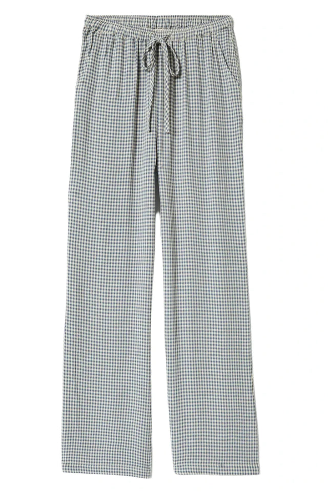 BRIXTON Women's Hudson Lounge Pant Azure Blue Gingham Women's Pants Brixton 