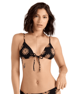 VOLCOM Women's Bright & Sol Tie Front Bikini Top Black Bronze Women's Bikini Tops Volcom 