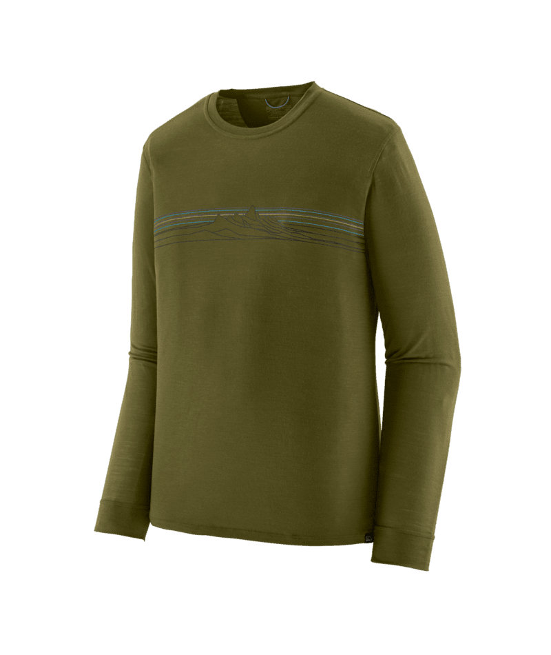 PATAGONIA Capilene Cool Merino Blend Graphic Base Layer Top Strata Stripe/Pond Green Men's Base Layers Patagonia 