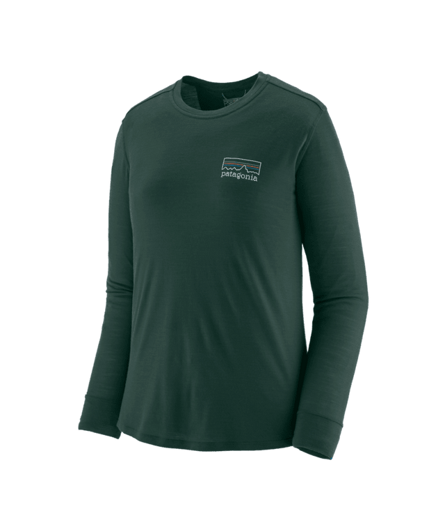 PATAGONIA Women's Capilene Cool Merino Blend Graphic Long Sleeve Shirt Fitz Roy Strata: Cascade Green Women's Base Layers Patagonia 