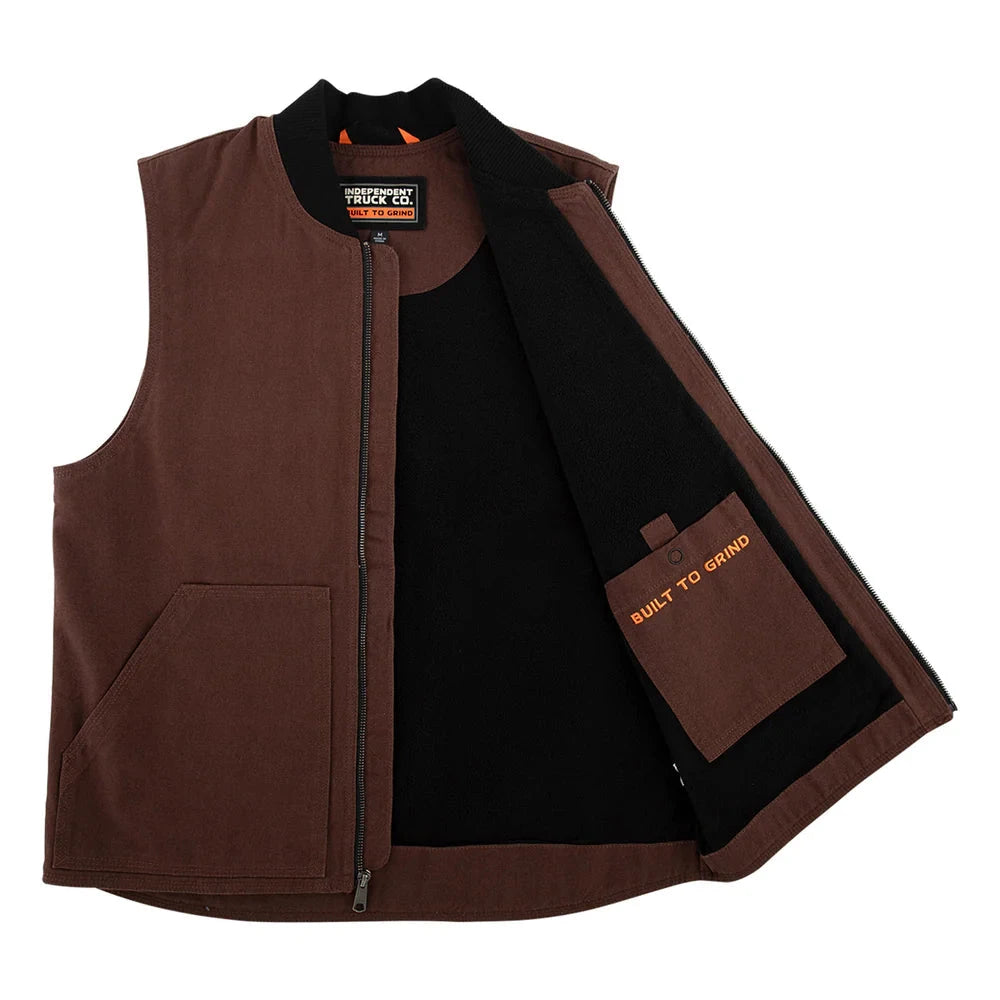 INDEPENDENT Built To Grind Canvas Vest Chocolate Men's Vests Independent 