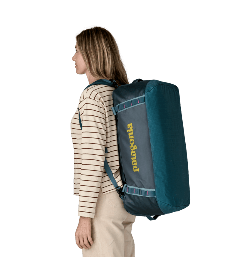 PATAGONIA Black Hole 55L Duffel Tidal Teal With Luminous Pink Duffle Bags Patagonia 