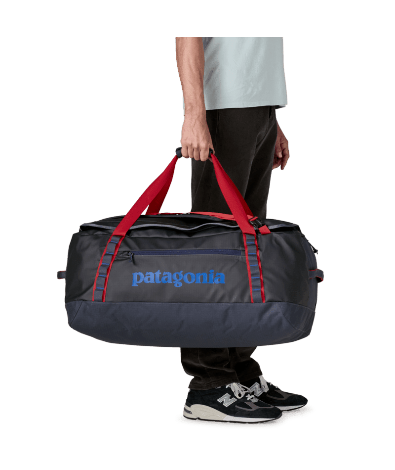 PATAGONIA Black Hole 70L Duffel Smolder Blue With Amanita Red Duffle Bags Patagonia 