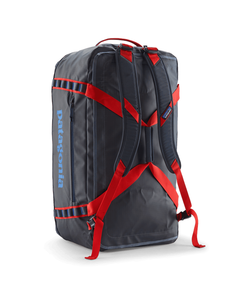 PATAGONIA Black Hole 70L Duffel Smolder Blue With Amanita Red Duffle Bags Patagonia 