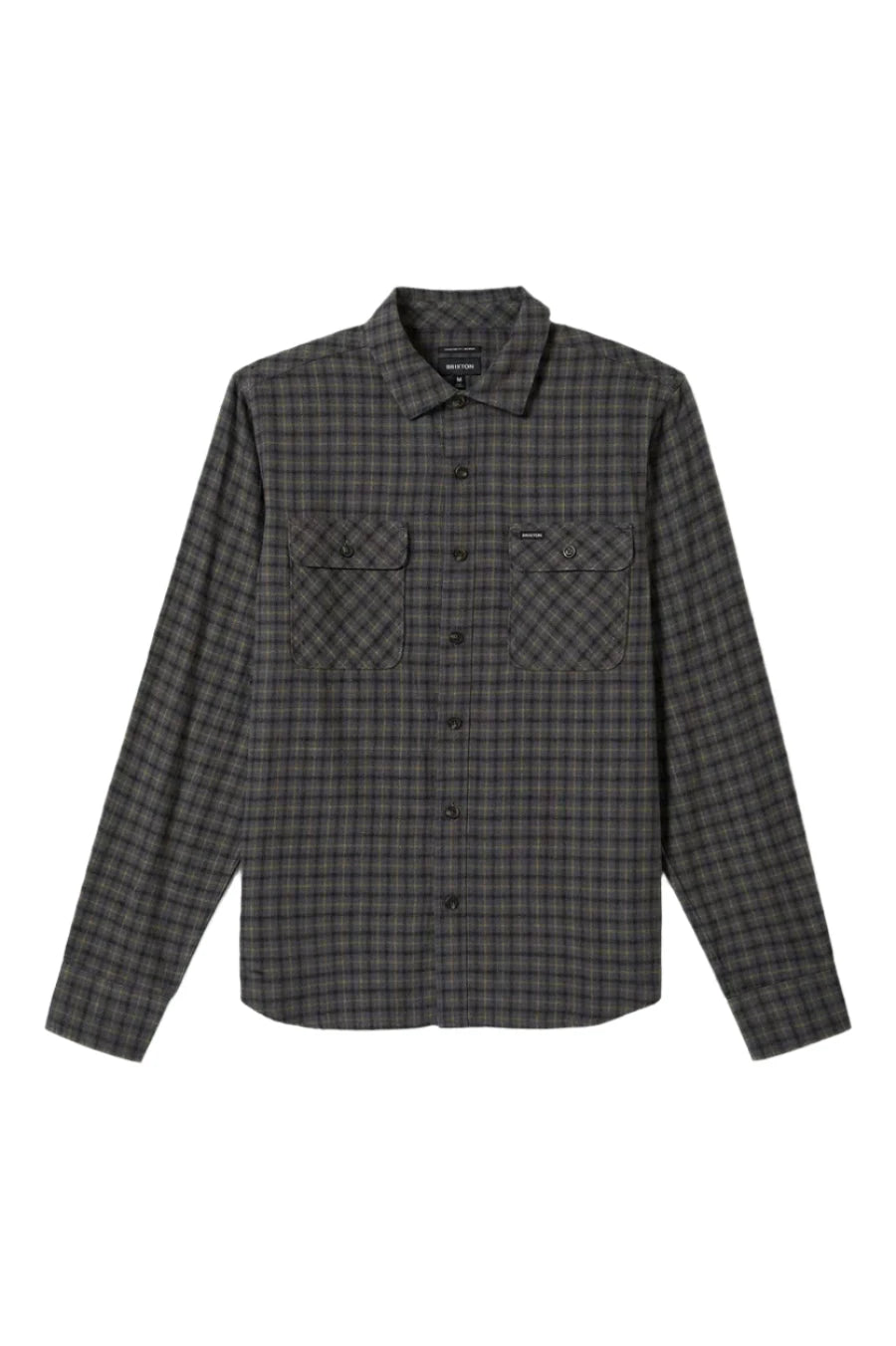 BRIXTON Bowery Lightweight Ultra soft Flannel Charcoal/Ray Flower/Black Men's Long Sleeve Button Up Shirts Brixton 