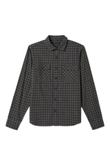 BRIXTON Bowery Lightweight Ultra soft Flannel Charcoal/Ray Flower/Black Men's Long Sleeve Button Up Shirts Brixton 