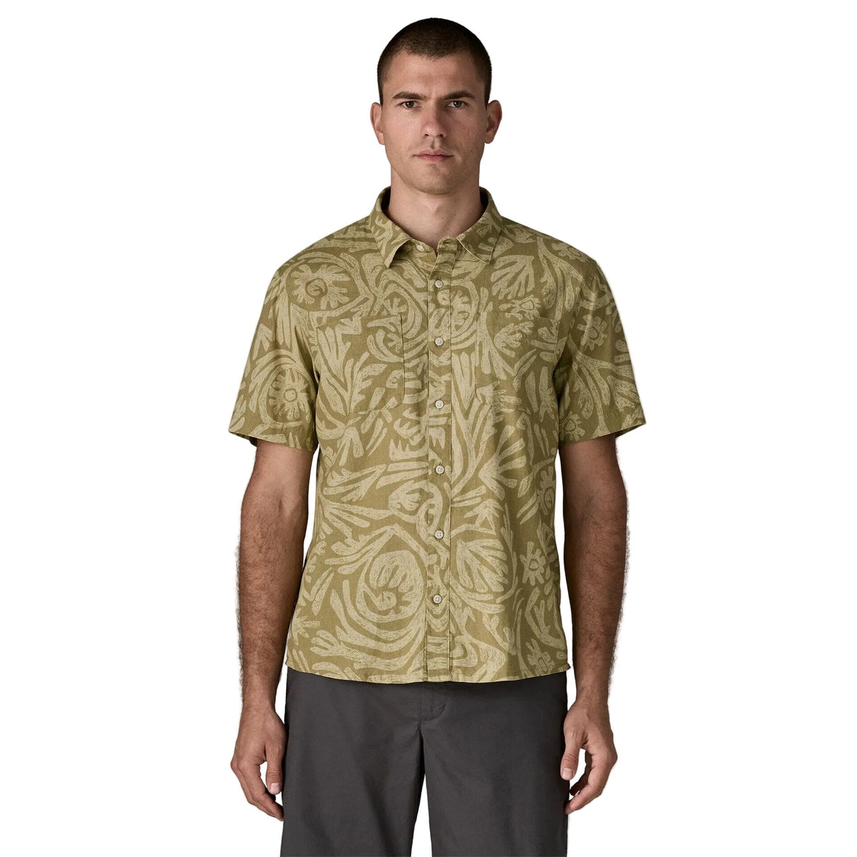 PATAGONIA Men's Back Step Short Sleeve Button Up Shirt Earthen/Weathered Stone Men's Short Sleeve Button Up Shirts Patagonia 