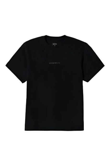 BRIXTON Quality Embroidered Heavyweight T-Shirt Black Classic Wash Men's Short Sleeve T-Shirts Brixton 