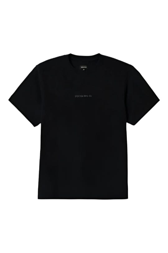 BRIXTON Quality Embroidered Heavyweight T-Shirt Black Classic Wash Men's Short Sleeve T-Shirts Brixton 
