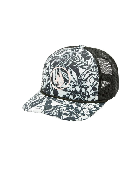 VOLCOM Women's Into Paradise Trucker Hat Black Ecru Women's Hats Volcom 