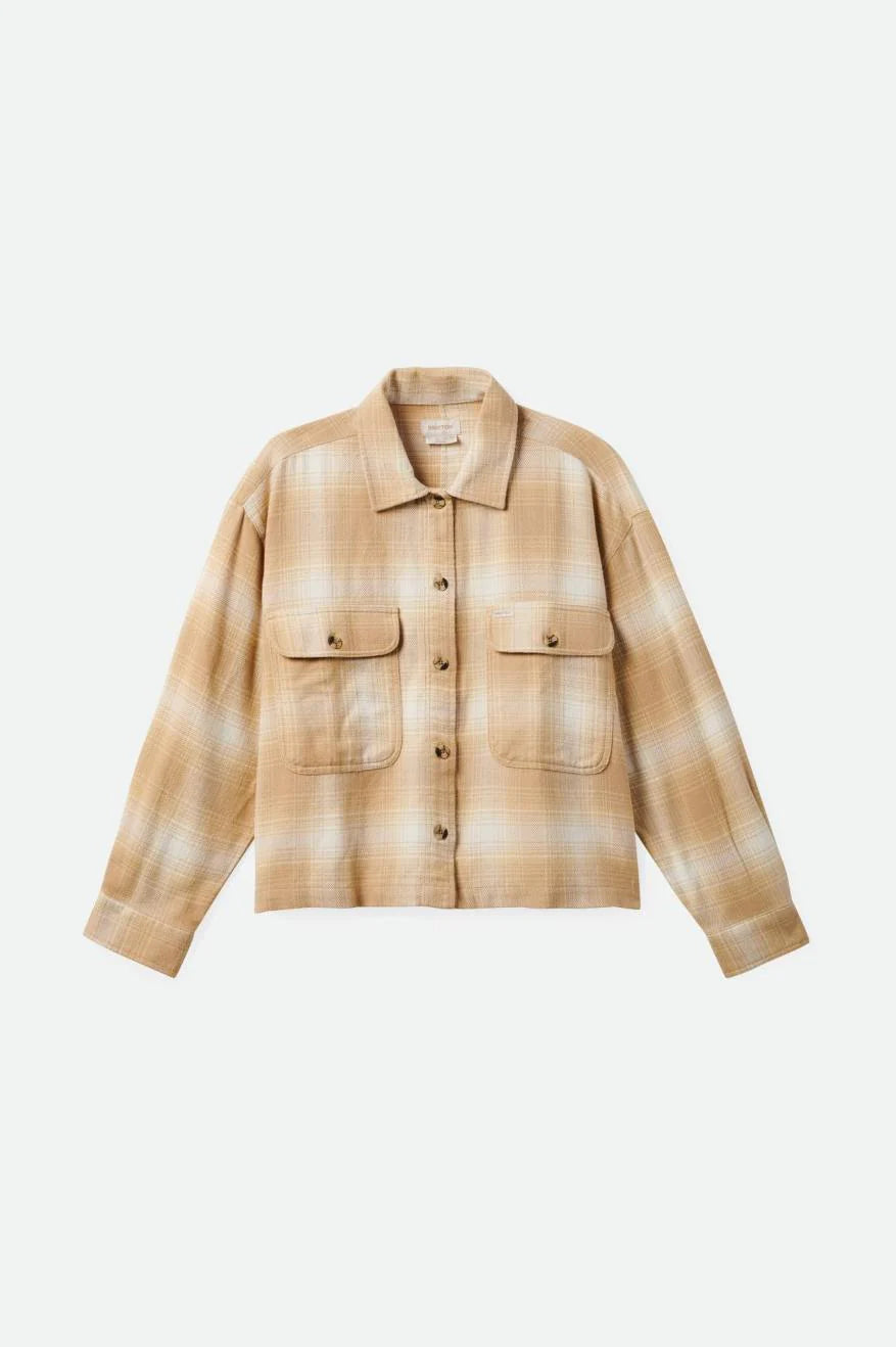 BRIXTON Women's Bowery Flannel Sesame/Off White Women's Flannels and Button Ups Brixton 