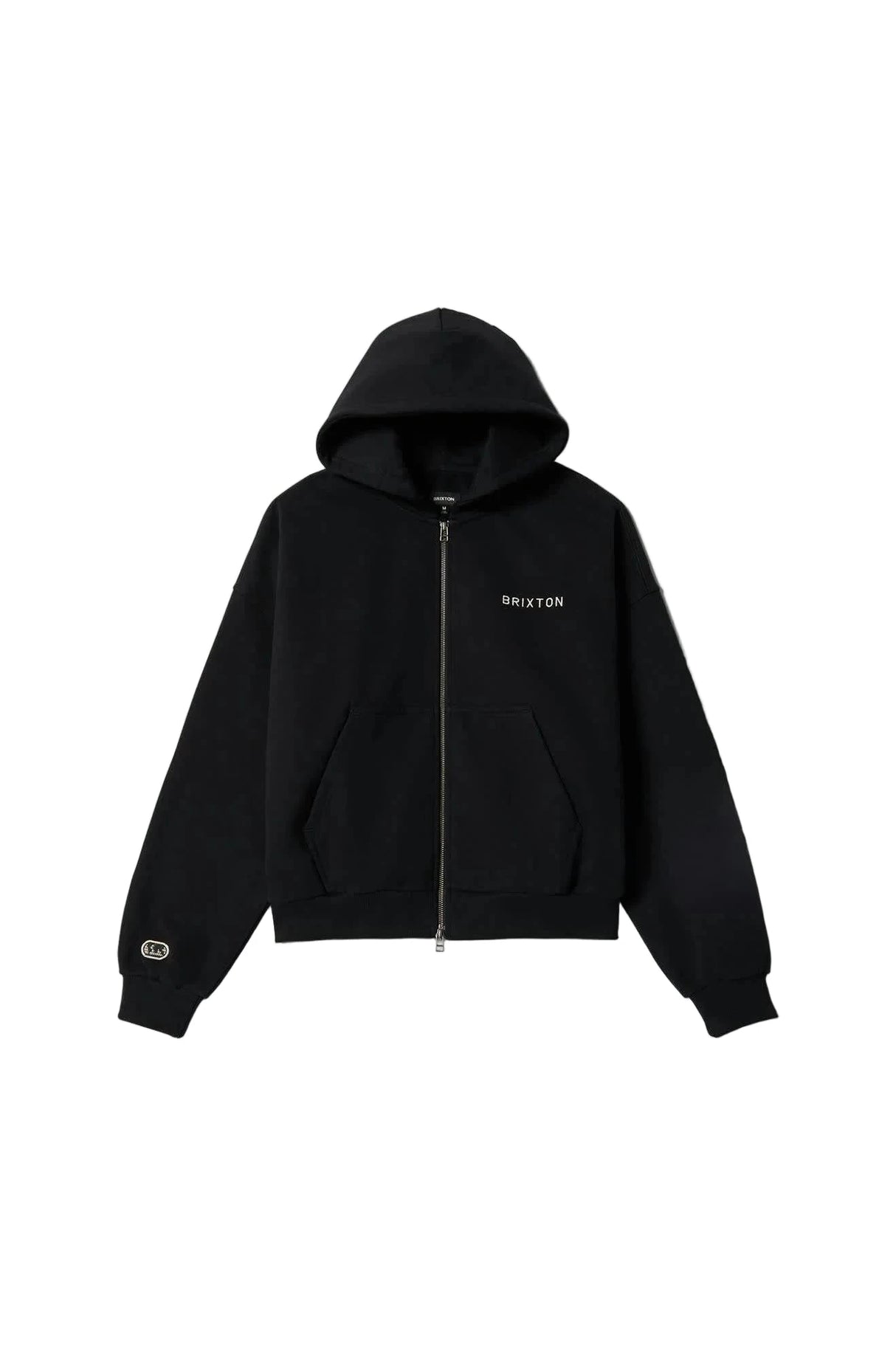 BRIXTON Embroidered Heavyweight Oversized Full Zip Black Men's Zip Hoodies Brixton 