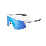 100% Speedcraft Matte White - HiPER Blue Multilayer Mirror Sunglasses Sunglasses 100% 