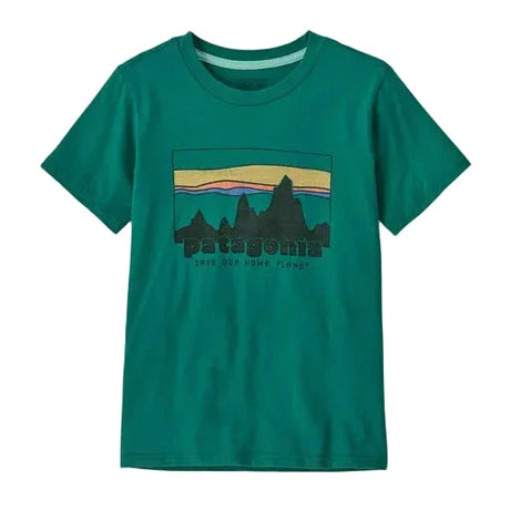PATAGONIA Kids '73 Skyline T-Shirt Gem Green Boy's T-Shirts Patagonia 