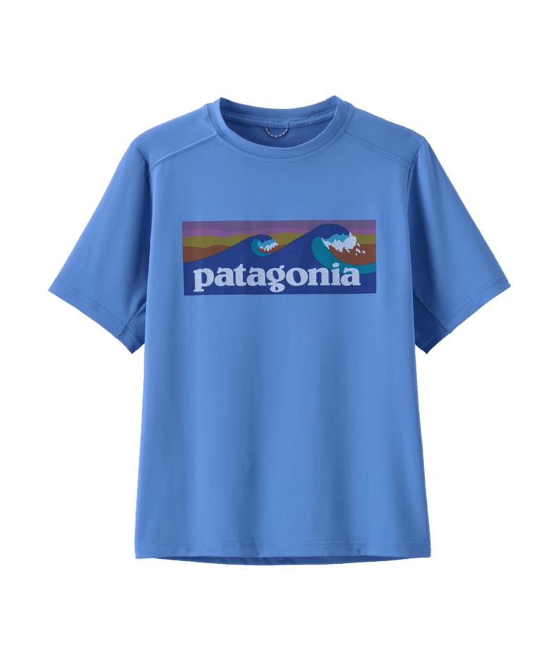 PATAGONIA Kids Capilene Silkweight T-Shirt Boardshort Logo/Abundant Blue Boy's T-Shirts Patagonia 
