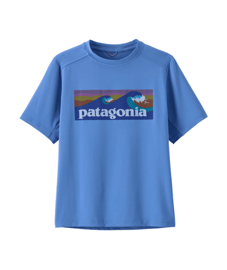 PATAGONIA Kids Capilene Silkweight T-Shirt Boardshort Logo/Abundant Blue Boy's T-Shirts Patagonia 