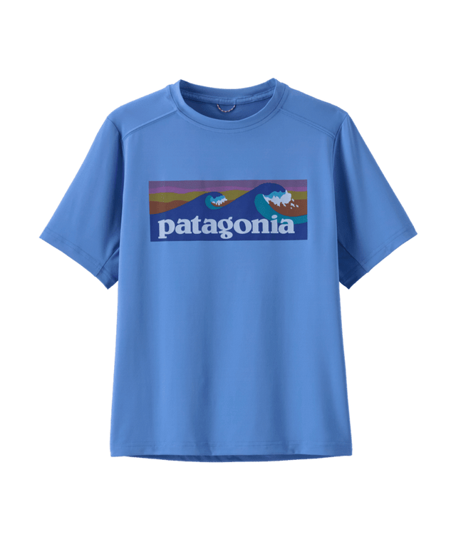PATAGONIA Kids Capilene Silkweight T-Shirt Boardshort Logo/Abundant Blue Boy's T-Shirts Patagonia 