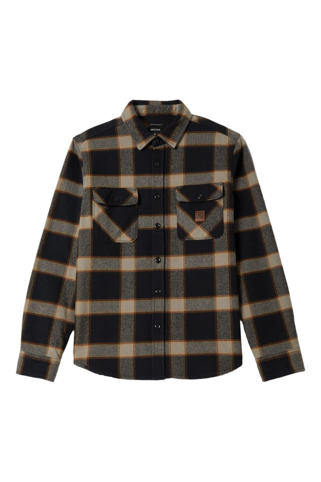 BRIXTON Bowery Heavyweight Flannel Black/Cream Men's Flannel Shirts Brixton 
