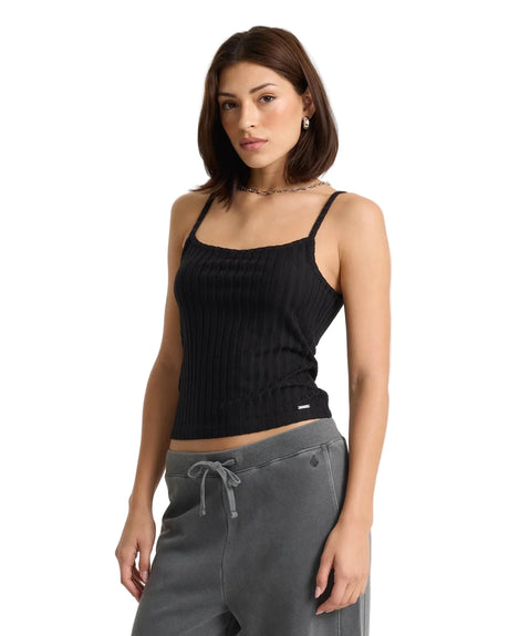 VOLCOM Women's Lived In Rib Tank Top Black Women's Tank Tops and Halter Tops Volcom 