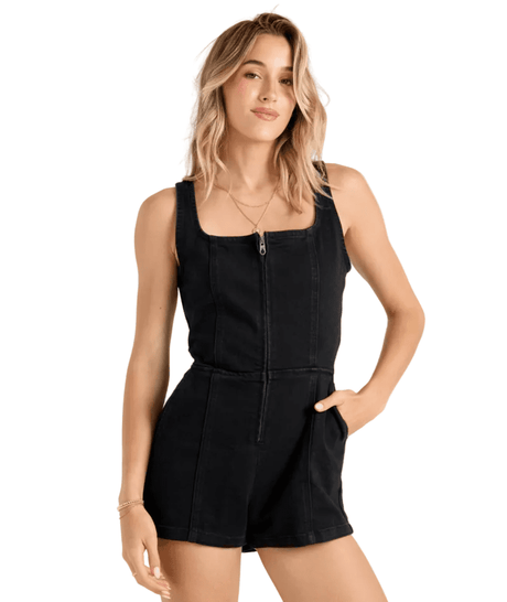 VOLCOM Women's Cruz Control Romper Black Combo Women's Rompers & Jumpsuits Volcom 