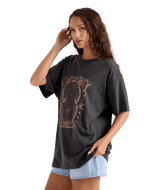 VOLCOM Women's Gatekeeper Stones Throw T-Shirt Vintage Black Women's Short Sleeve T-Shirts Volcom 