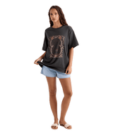 VOLCOM Women's Gatekeeper Stones Throw T-Shirt Vintage Black Women's Short Sleeve T-Shirts Volcom 