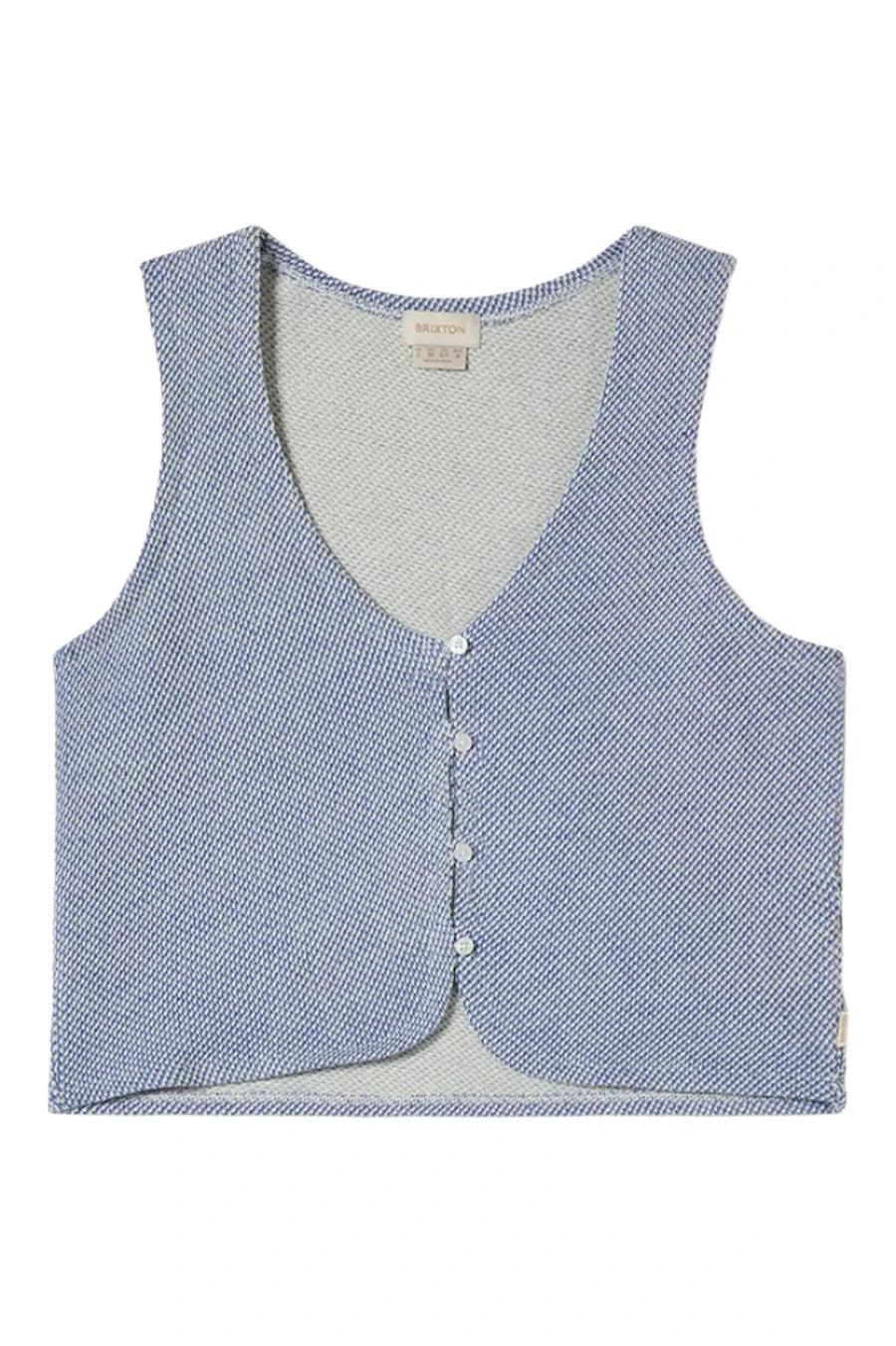 BRIXTON Women's The Weekend Cross Loop French Terry Top Off White/Electric Indigo Men's Vests Brixton 