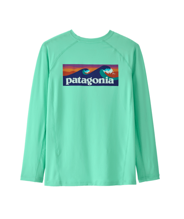 PATAGONIA Kids Long Sleeve Silkweight Rashguard Boardshort Logo/Early Teal Youth Rashguards Patagonia 