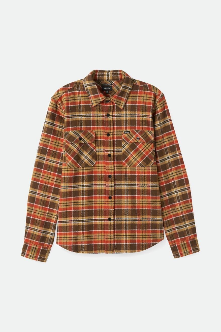 BRIXTON Bowery Heavy Weight Long Sleeve Flannel Desert Palm/Antelope/Burnt Red Men's Long Sleeve Button Up Shirts Brixton 
