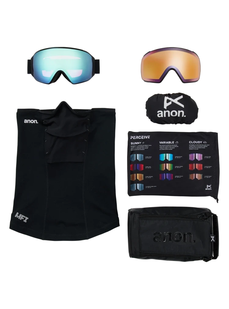 ANON M4 Toric Black - Perceive Variable Blue + Perceive Cloudy Pink + MFI Face Mask Snow Goggle Snow Goggles Anon 