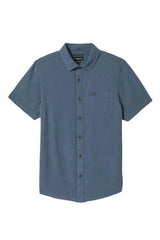 BRIXTON Charter Organic Cotton Linen Blend Short Sleeve Button Up Azure Blue Men's Short Sleeve Button Up Shirts Brixton 