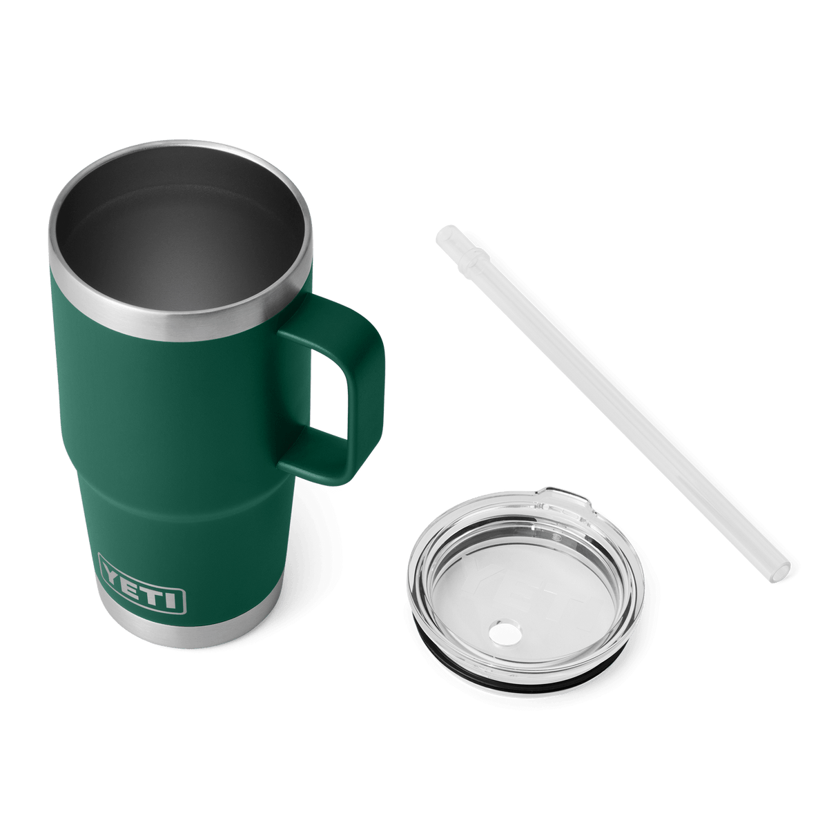 YETI Rambler 739 ML Mug With Straw Lid Black Forest Green Drinkware Yeti 
