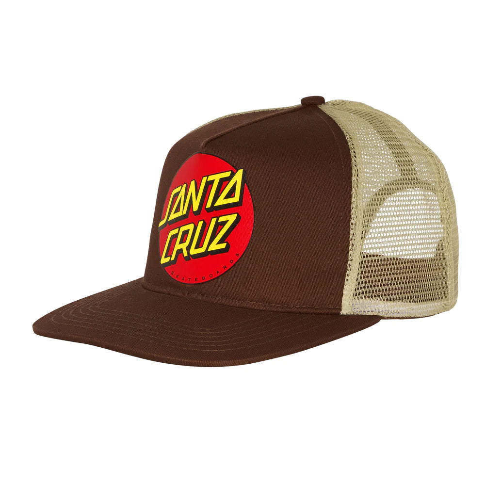 SANTA CRUZ Classic Dot Trucker Hat Tan/Brown Men's Hats Santa Cruz 