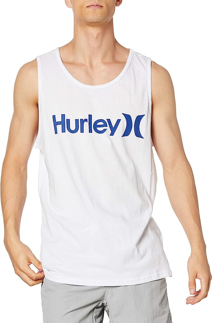 HURLEY Everyday One And Only Solid Tank White/Navy Men's Tank Tops Hurley 