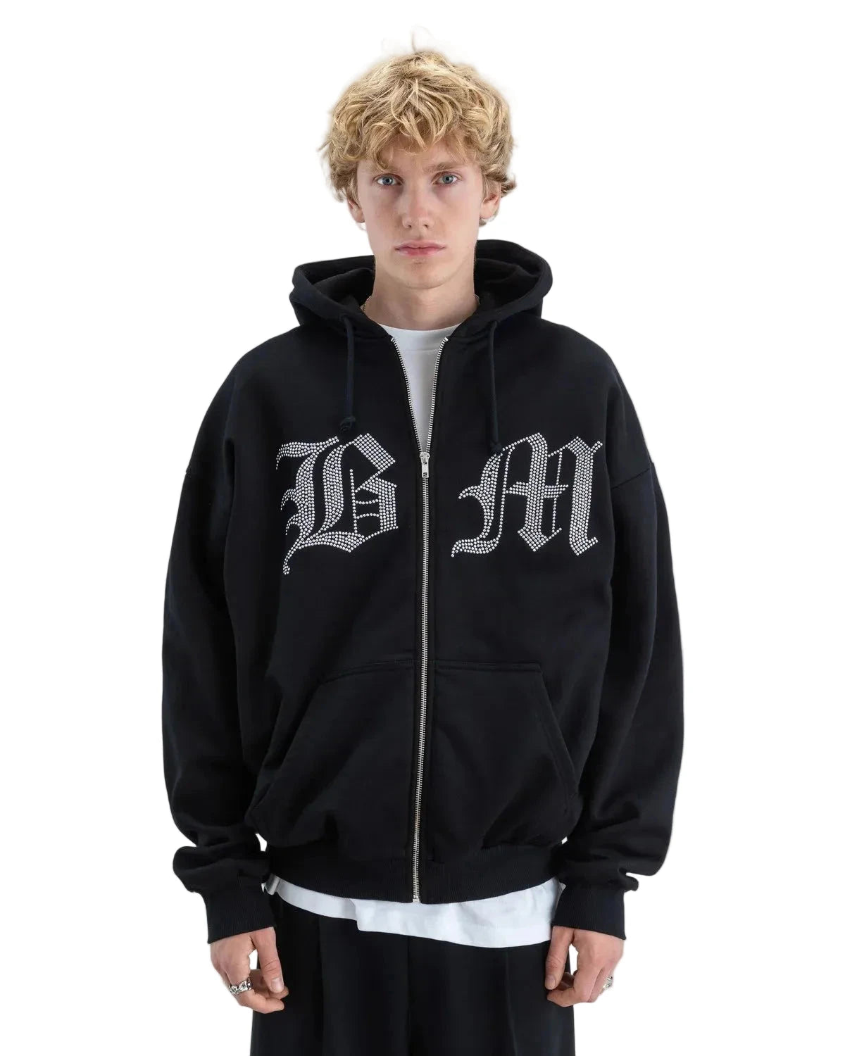 BEYOND MEDALS Stone Zip Hoodie Black Men's Zip Hoodies Beyond Medals 