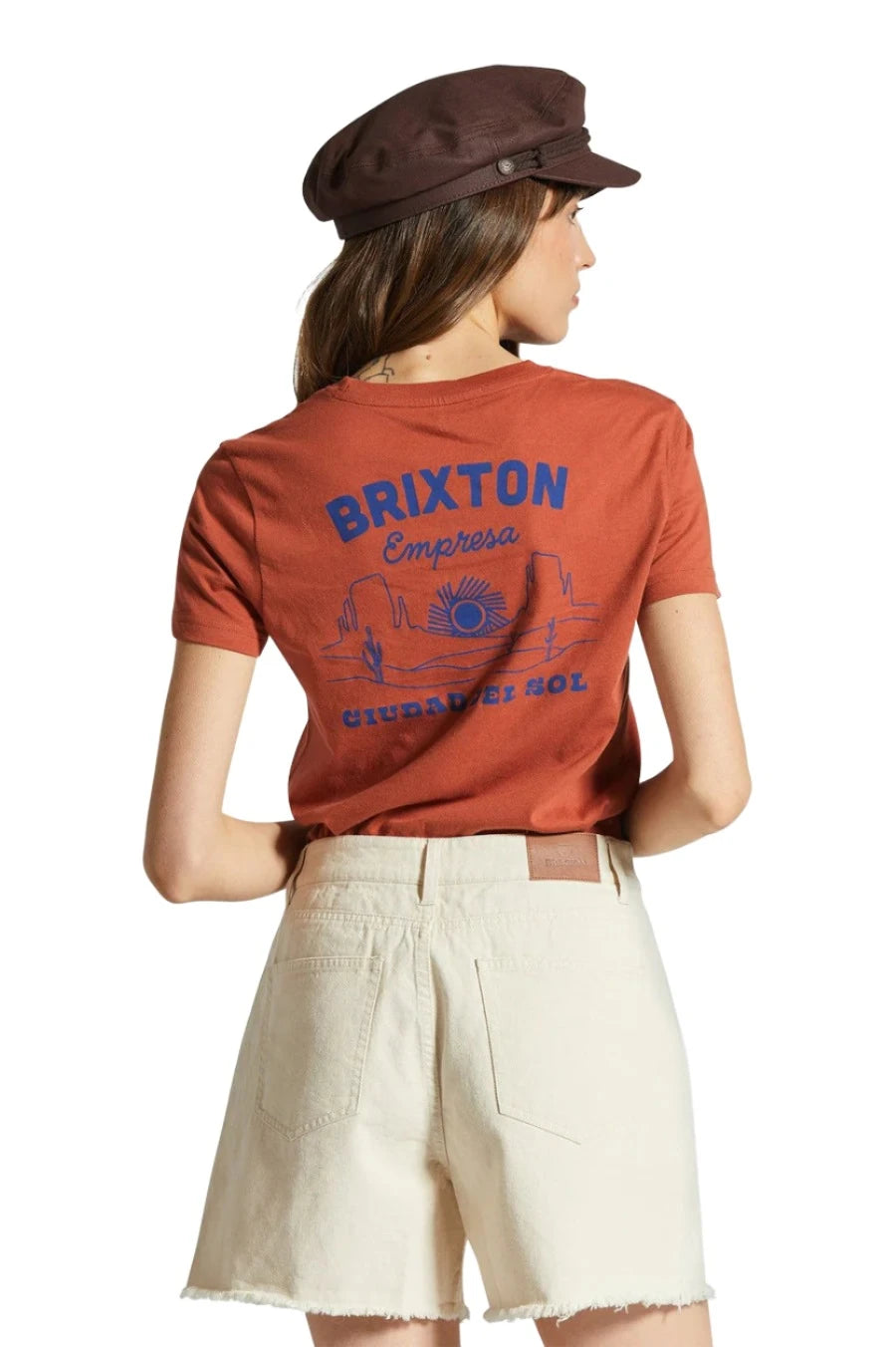 BRIXTON Women's Empresa Fitted Crew T-Shirt Terracotta Women's T-Shirts Brixton 