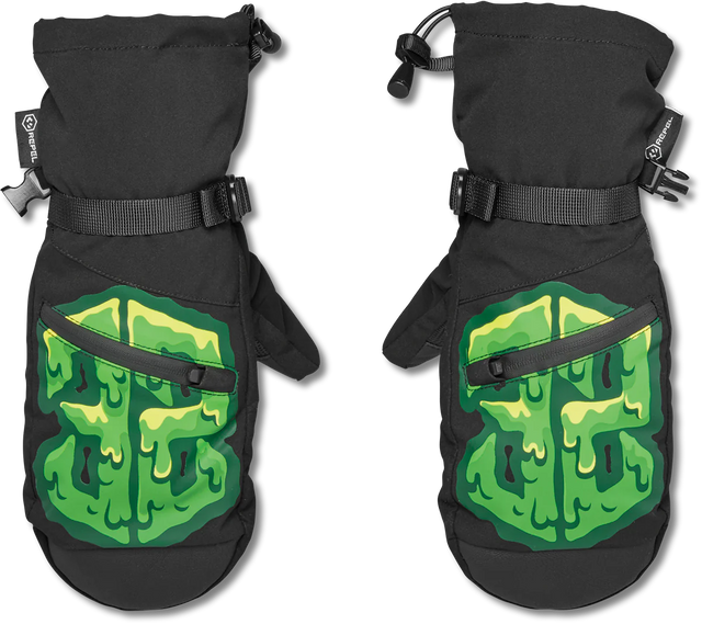 THIRTYTWO Youth Corp Mitt Black/Green Youth Snow Gloves & Mitts Thirtytwo 