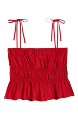 BRIXTON Women's Eden Smocked Top Crimson Women's Tank Tops and Halter Tops Brixton 