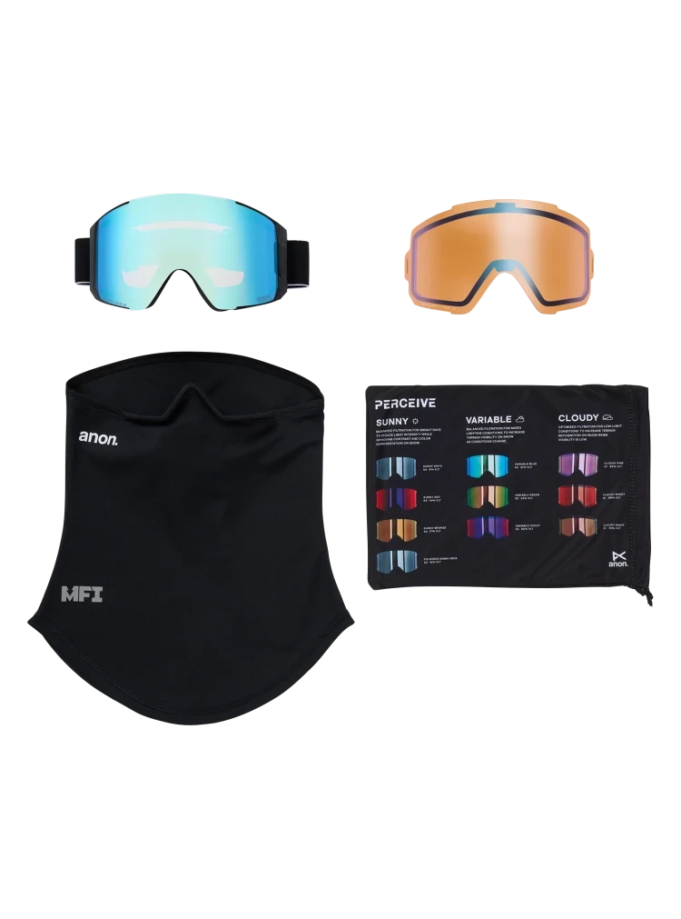 ANON Sync Black - Perceive Variable Blue + Perceive Cloudy Pink + MFI Face Mask Snow Goggle Snow Goggles Anon 