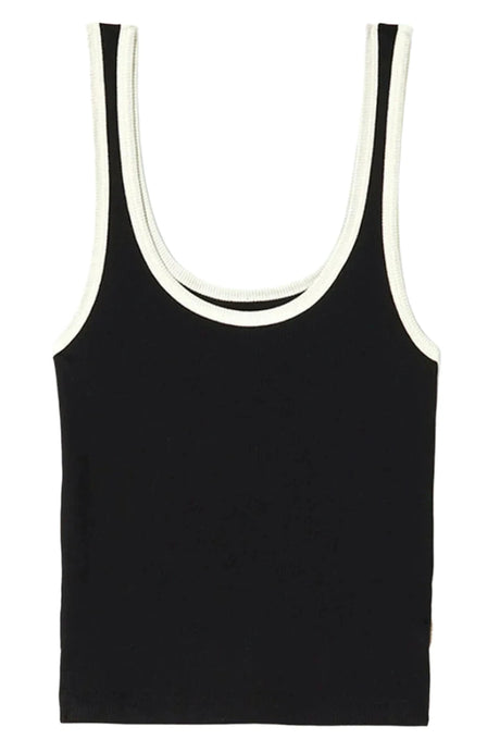 BRIXTON Women's Ringer Organic A-Tank Black/Off White Women's Tank Tops and Halter Tops Brixton 