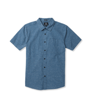 VOLCOM Date Knight Short Sleeve Button Up Stone Blue Men's Short Sleeve Button Up Shirts Volcom 