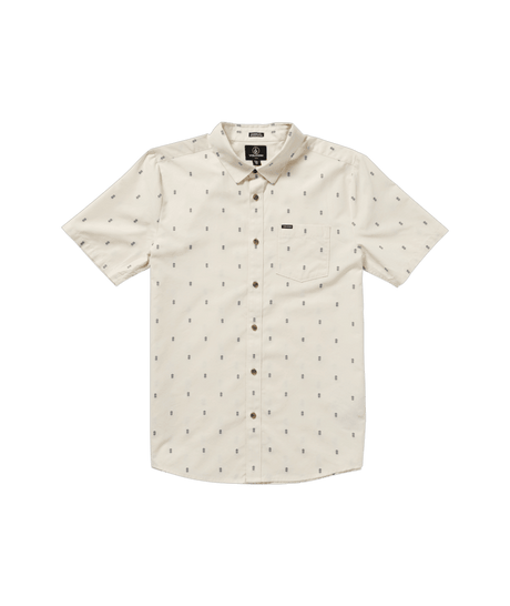 VOLCOM Bankstone Short Sleeve Button Up Dirty White Men's Long Sleeve Button Up Shirts Volcom 